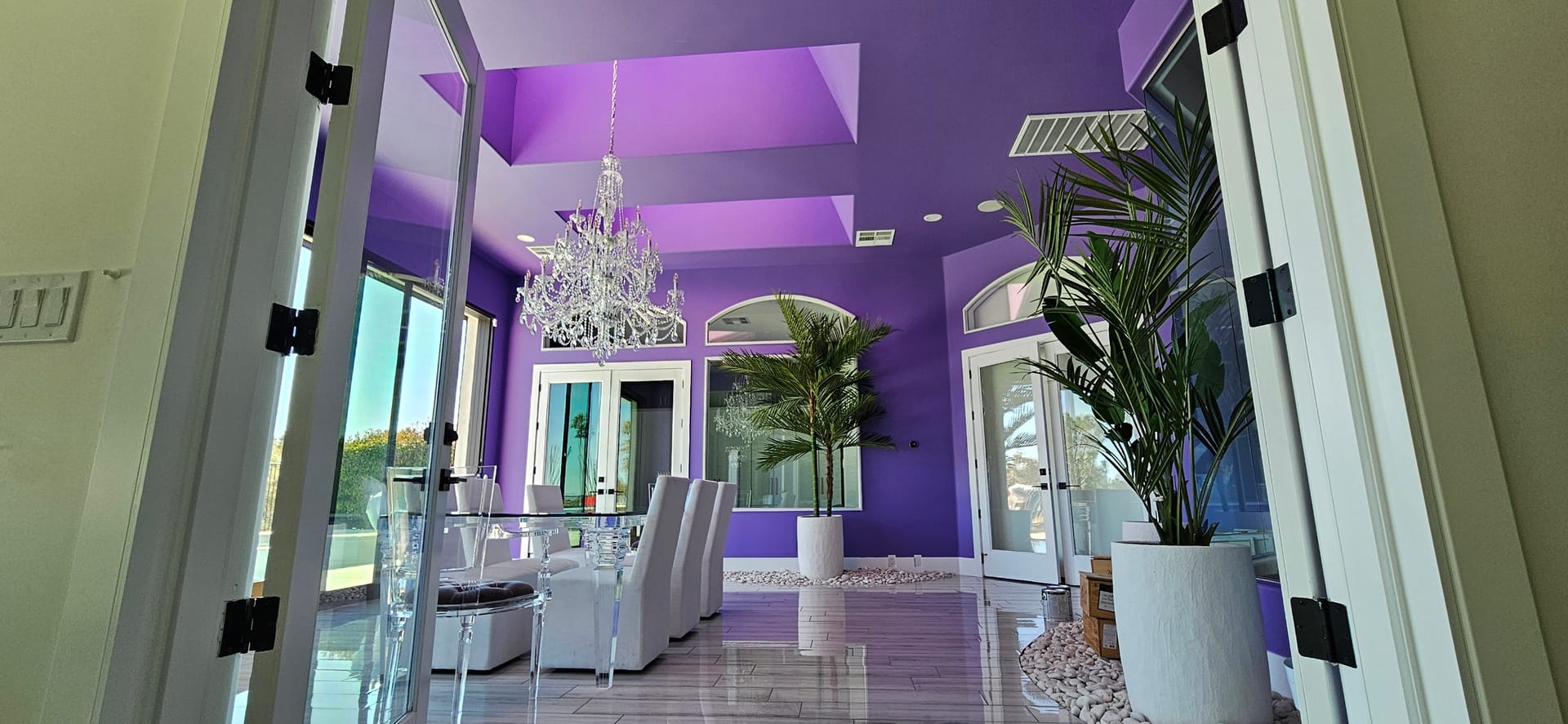 Stunning purple interior painting transformation by Mark Anthony Painting in Las Vegas.